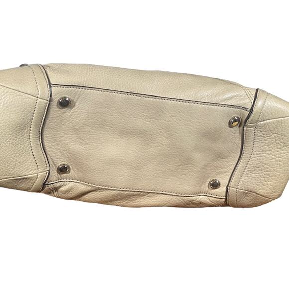 B. Makowsky Cream Leather Satchel Zipper Top Bag Women - Picture 4 of 16